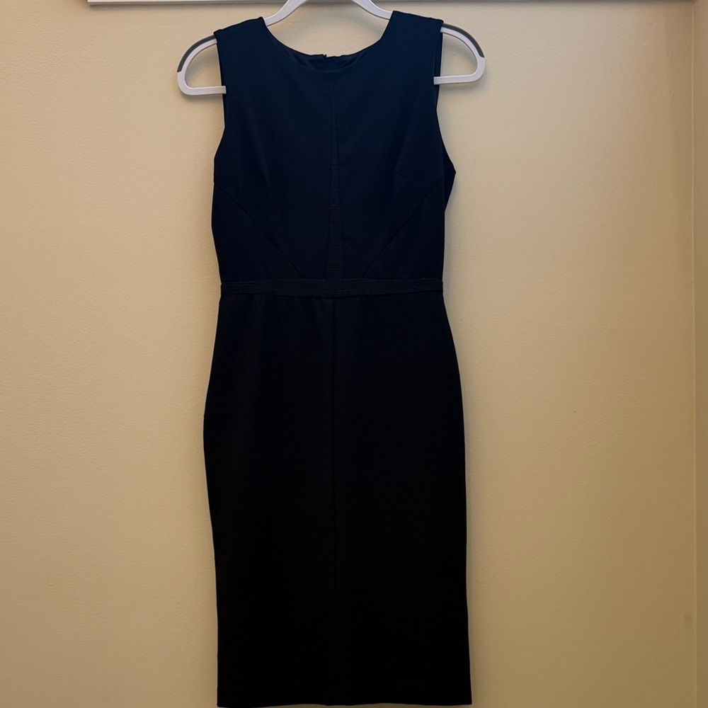White House Black Market Black Sleeveless Midi Sheath Dress